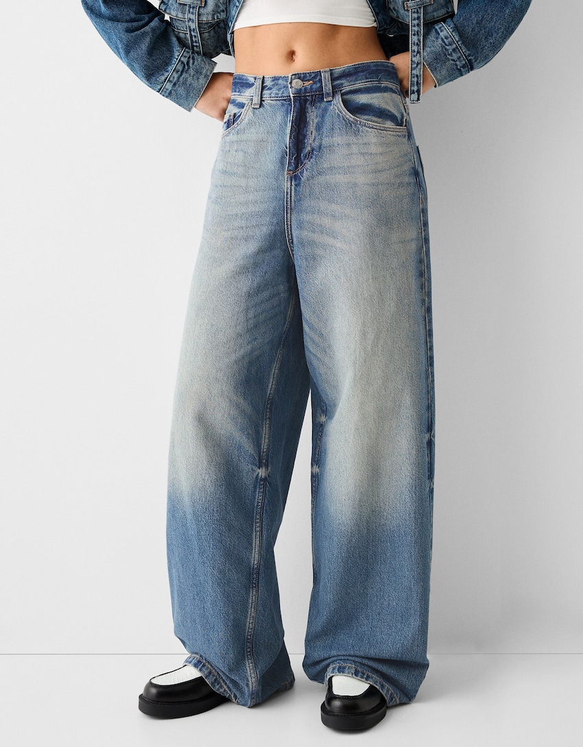 Superbaggy jeans-Gewassen blauw-1