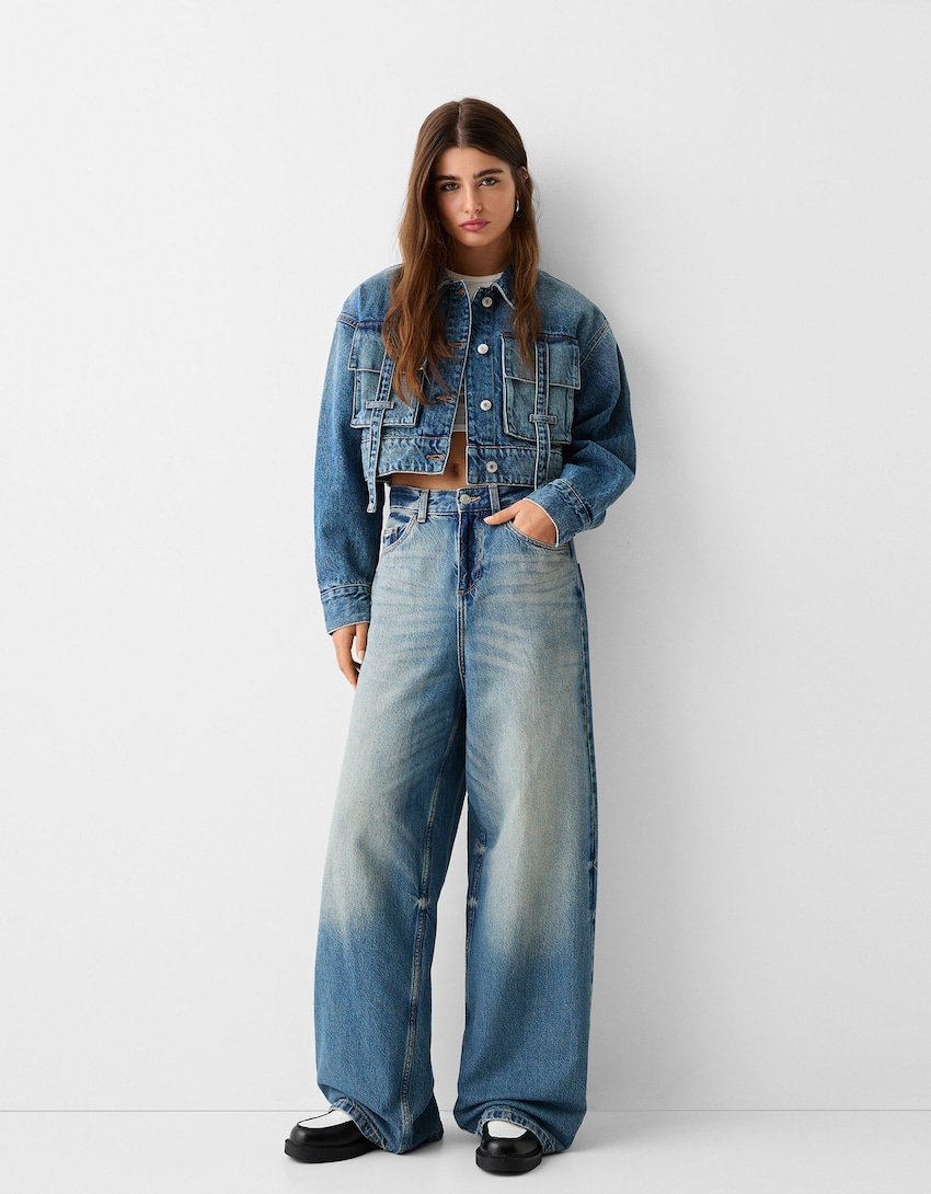 Superbaggy jeans-Gewassen blauw-0