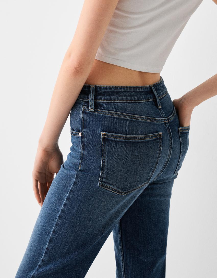 Jean mom slim décontracté-Bleu-5