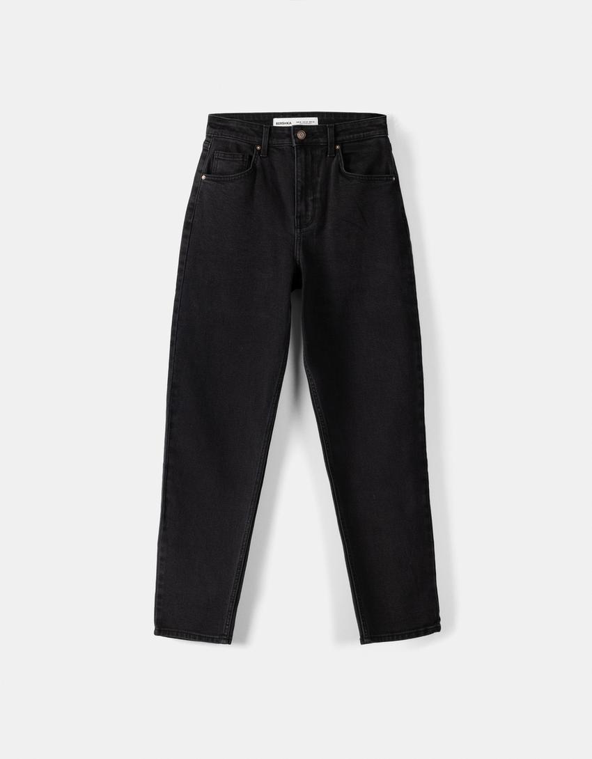 Jean mom slim décontracté-Noir-4