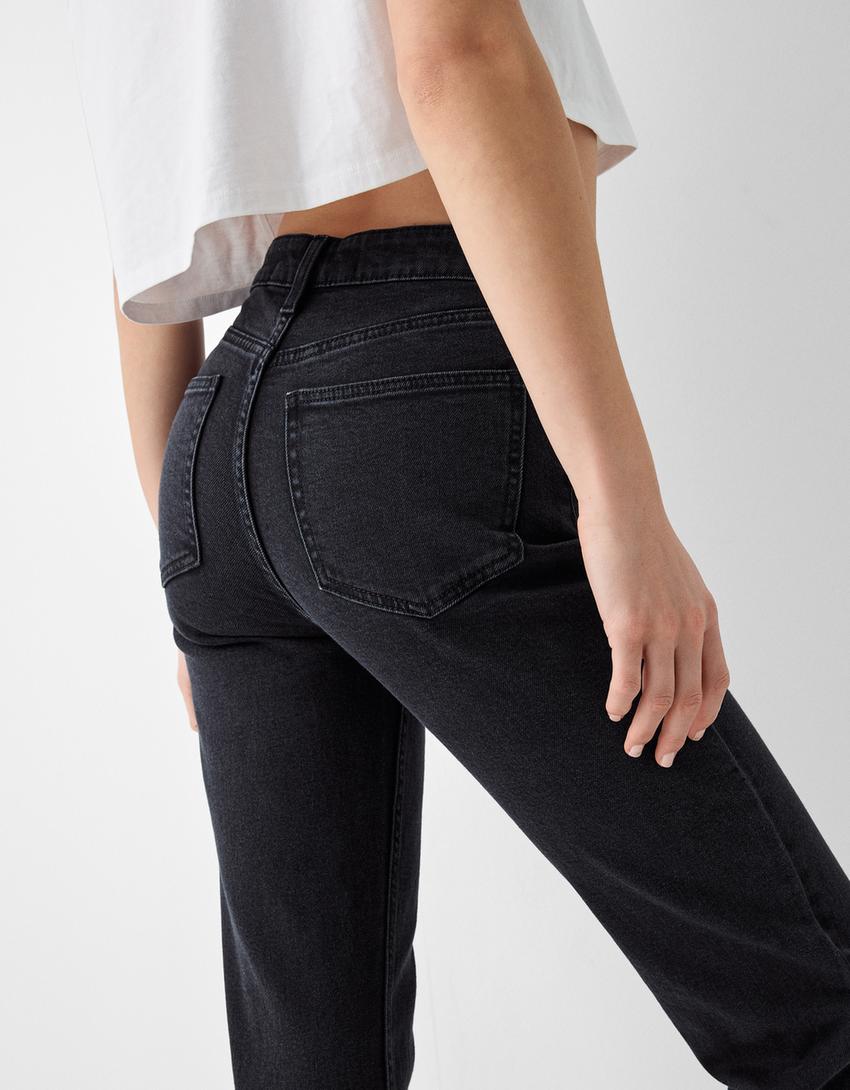 Jean mom slim décontracté-Noir-5