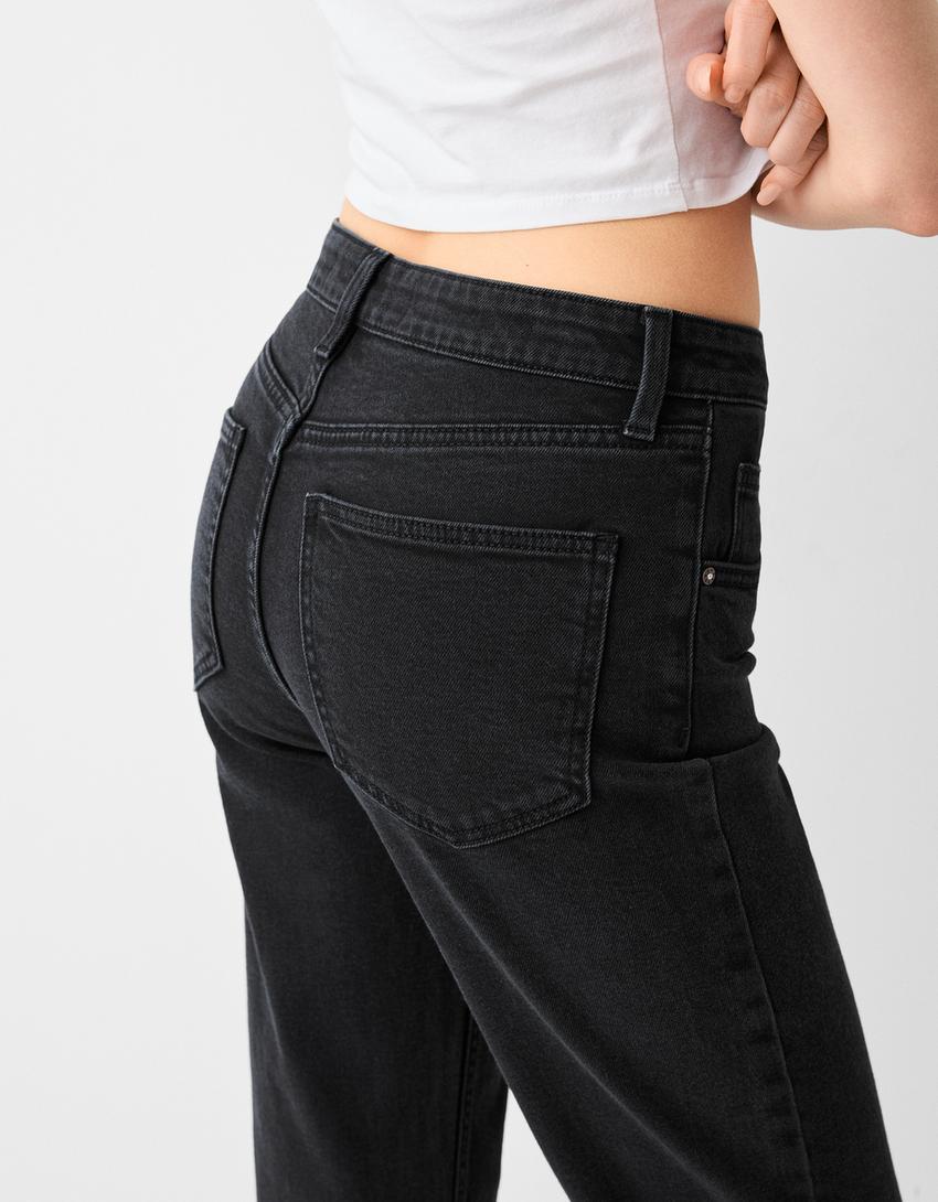 Jean mom slim décontracté-Noir-3
