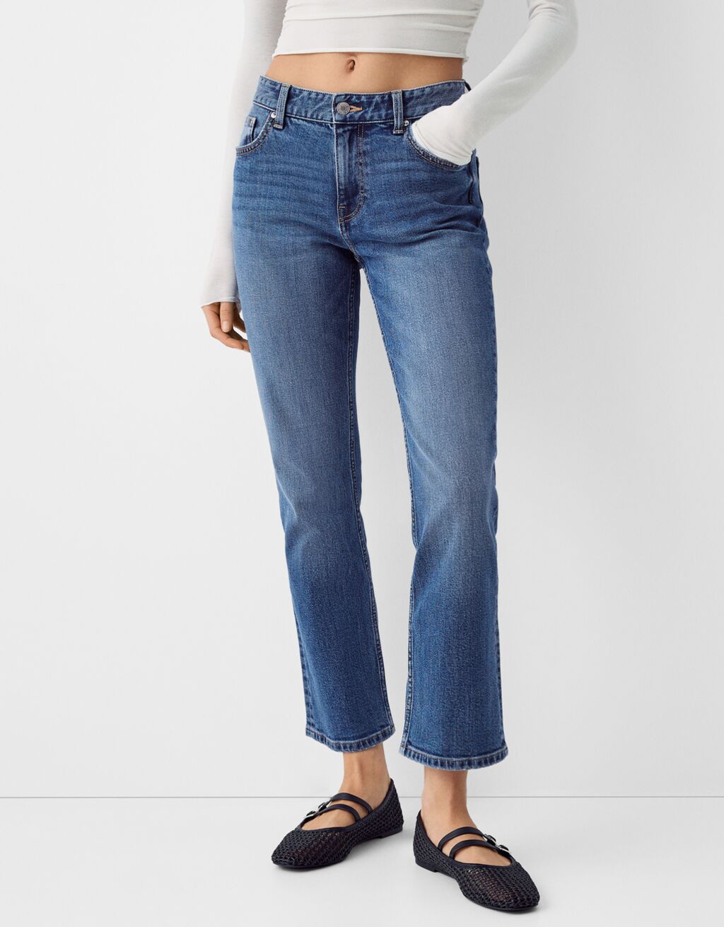Cropped flared jeans-Blue-1