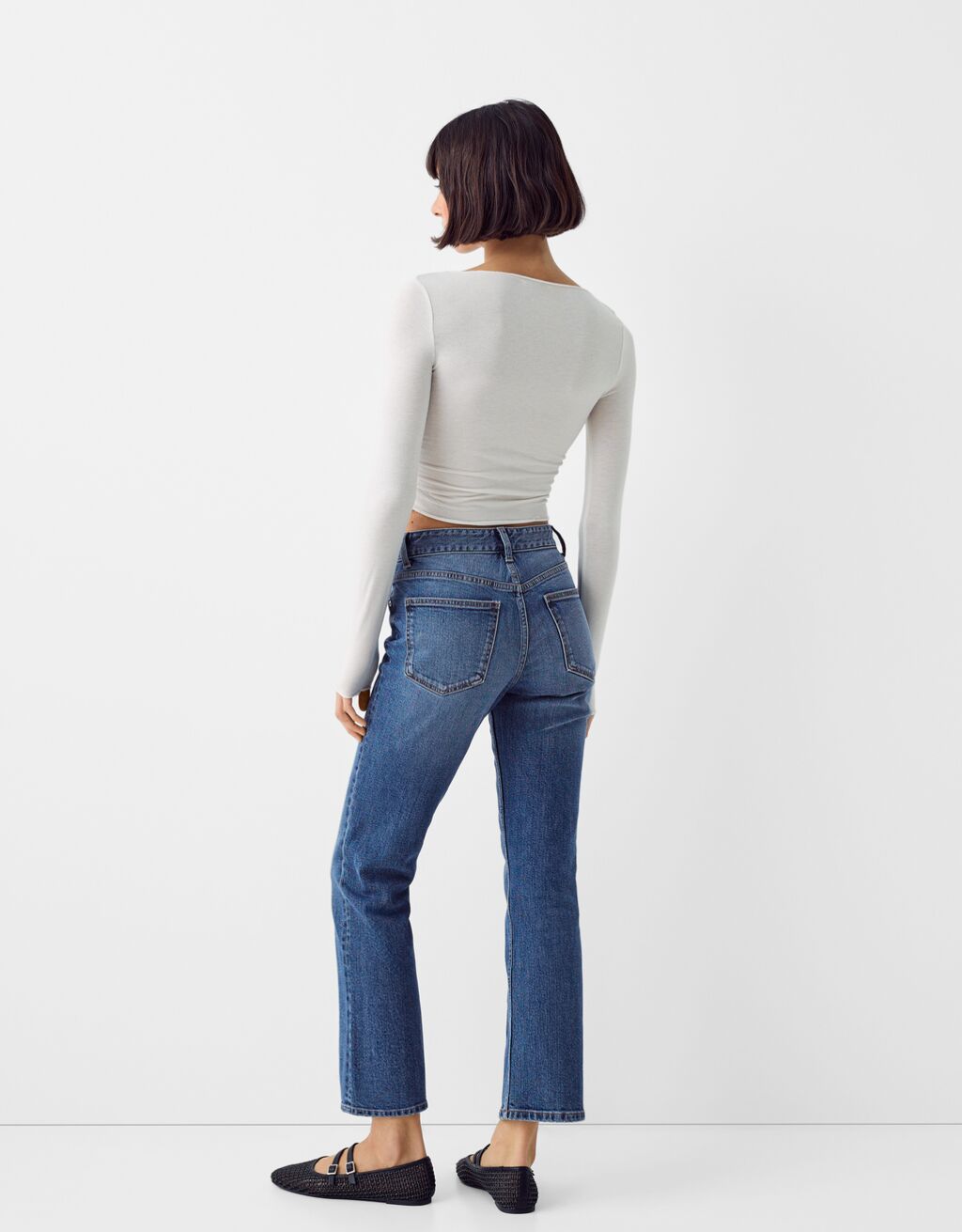 Cropped flared jeans-Blue-2
