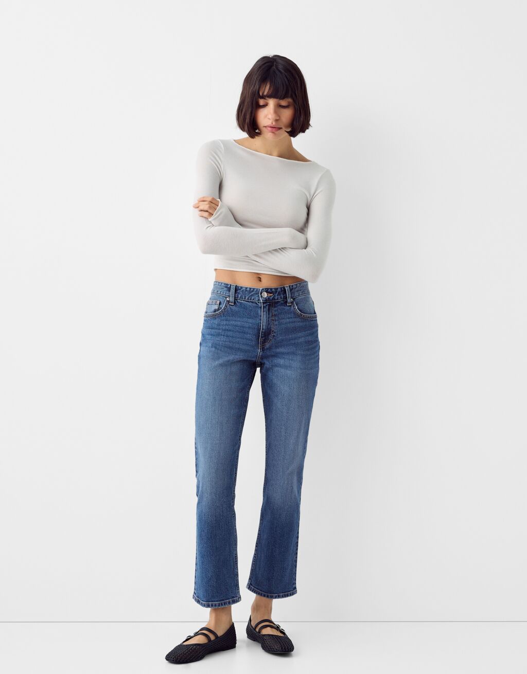 Cropped flared jeans-Blue-0
