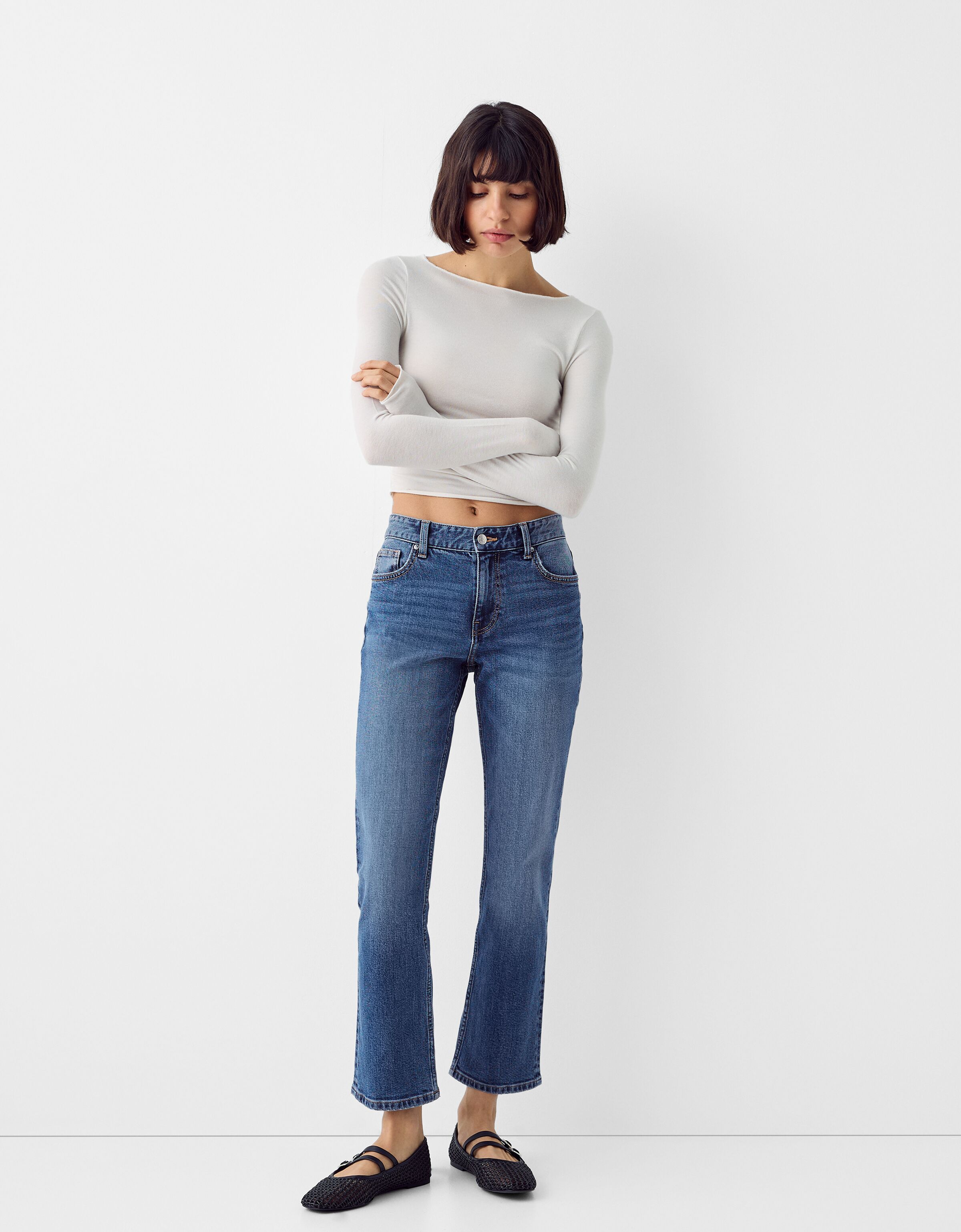 Bershka jeans hot sale straight cropped