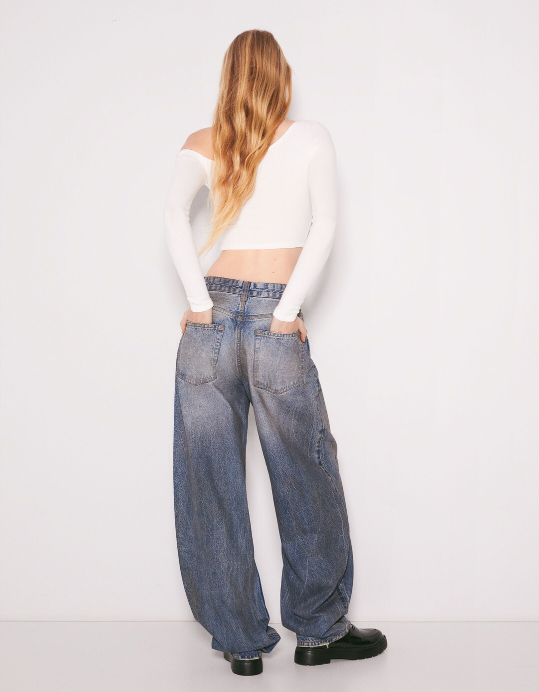 Wide Leg 90's Jeans im Washed-Look mit Rissen