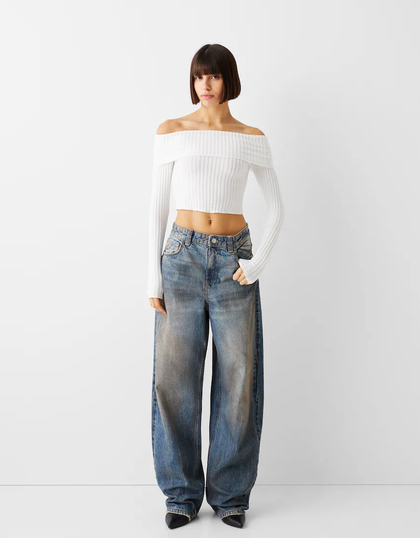 Ripped faded wide-leg '90s jeans - Women