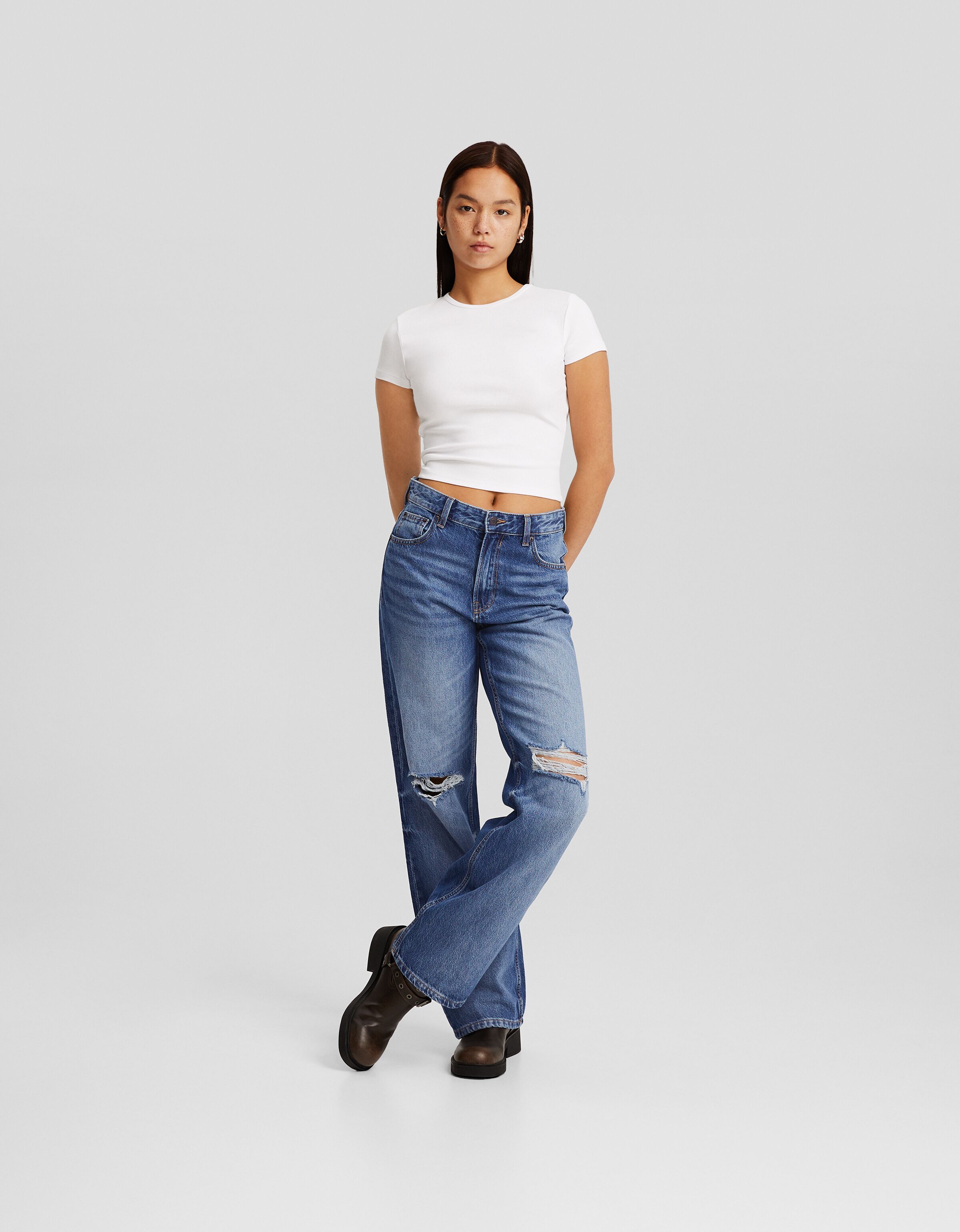 Jeans strappati ragazza bershka outlet