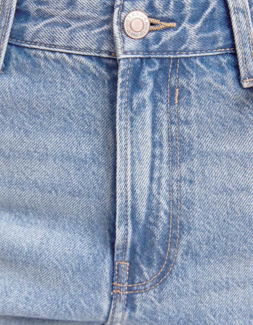 Distressed wide leg 90’s jean-Açık mavi-5