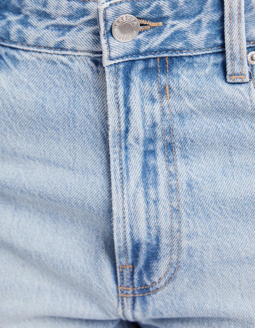 Distressed wide leg 90’s jean-Açık mavi-5