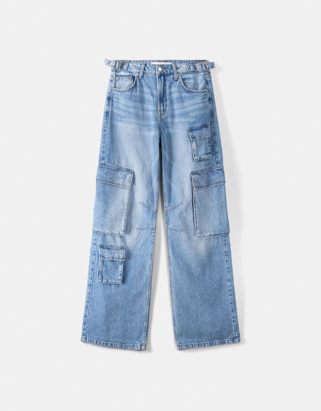 Multi-pocket cargo jeans-Light blue-4