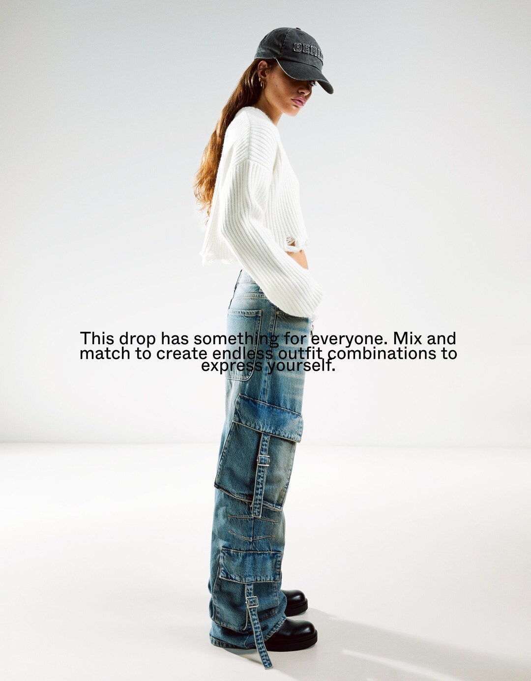 Kayışlı kargo baggy jean