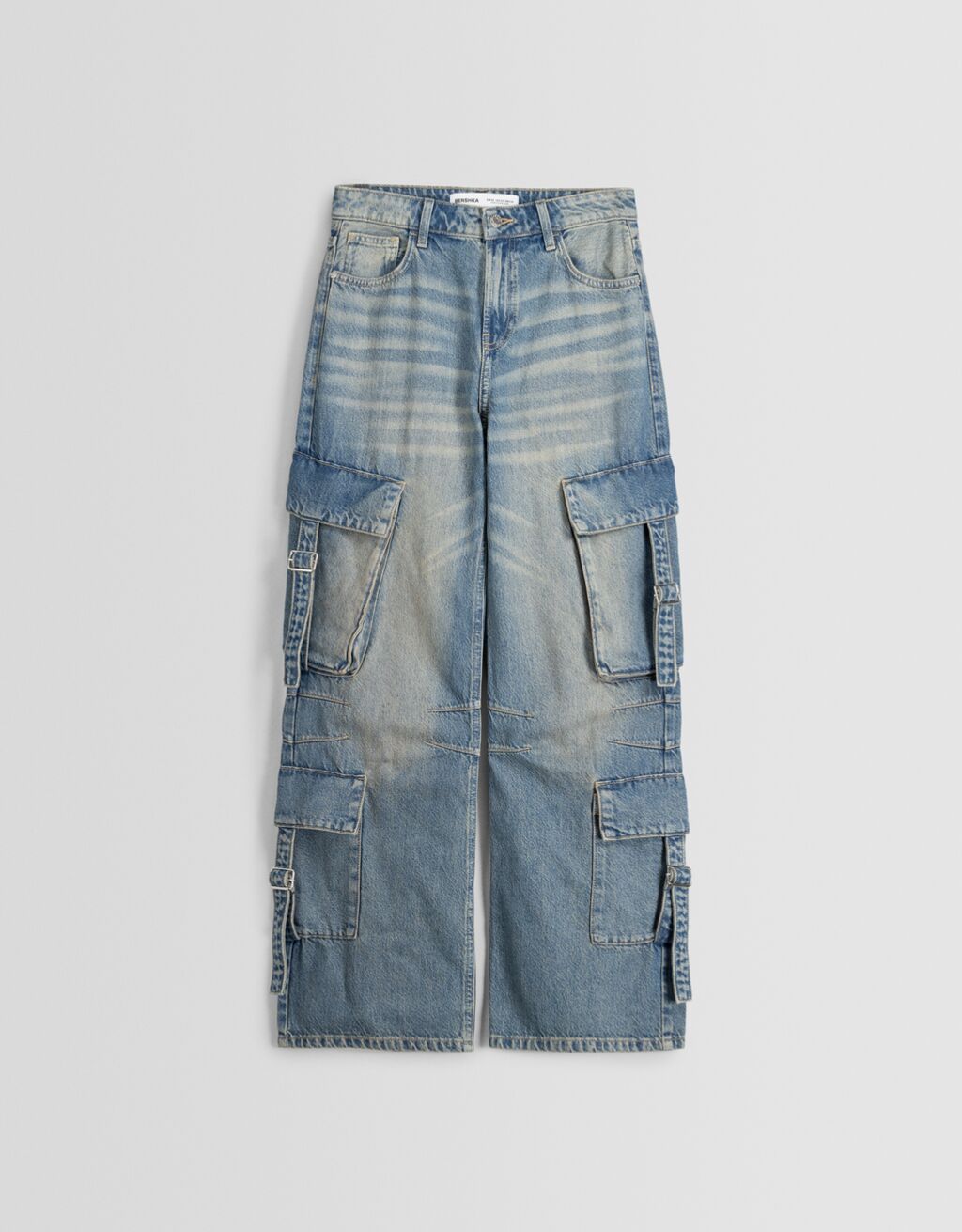 Cargo baggy jeans with straps Women Bershka