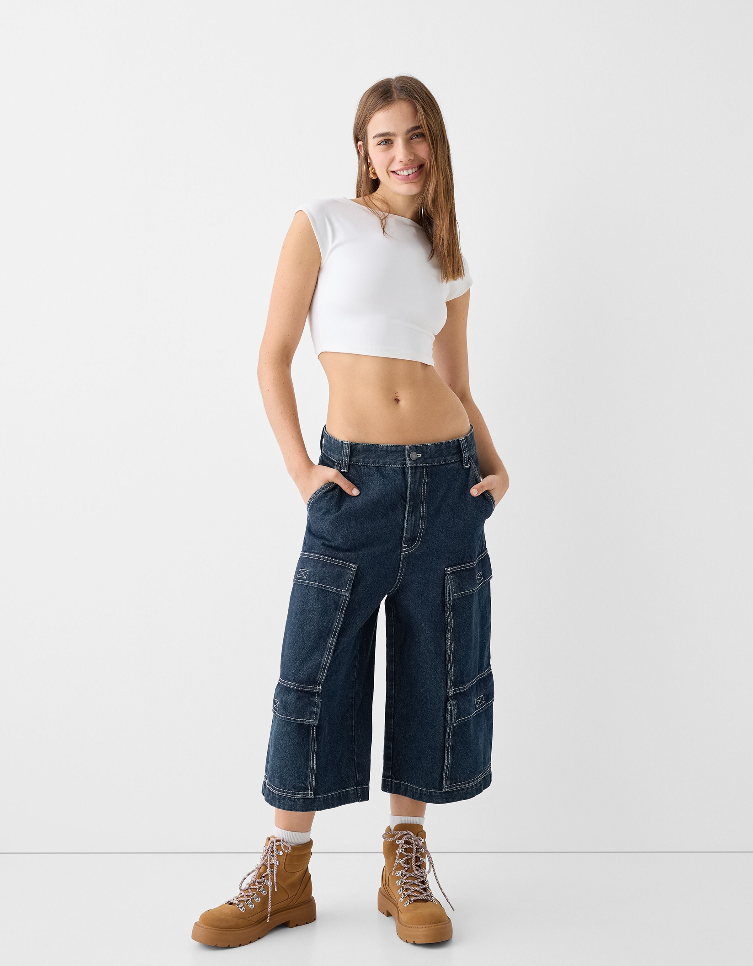 Pantalones vaqueros discount anchos mujer bershka