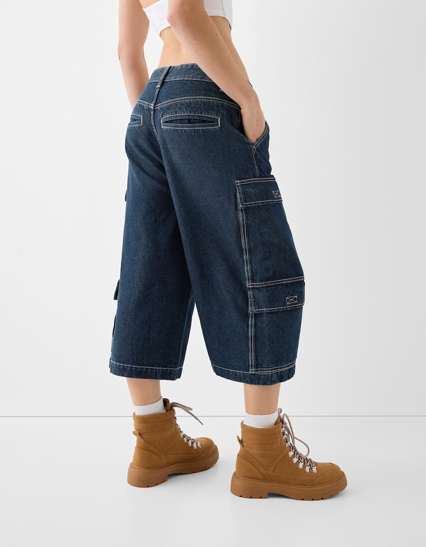 Jort jeans cargo-Azul-5