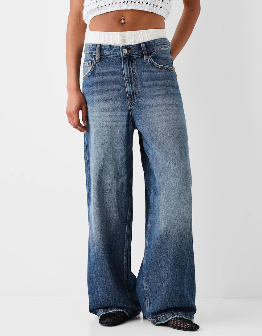 Baggy jeans with underwear detail - New - BSK Teen