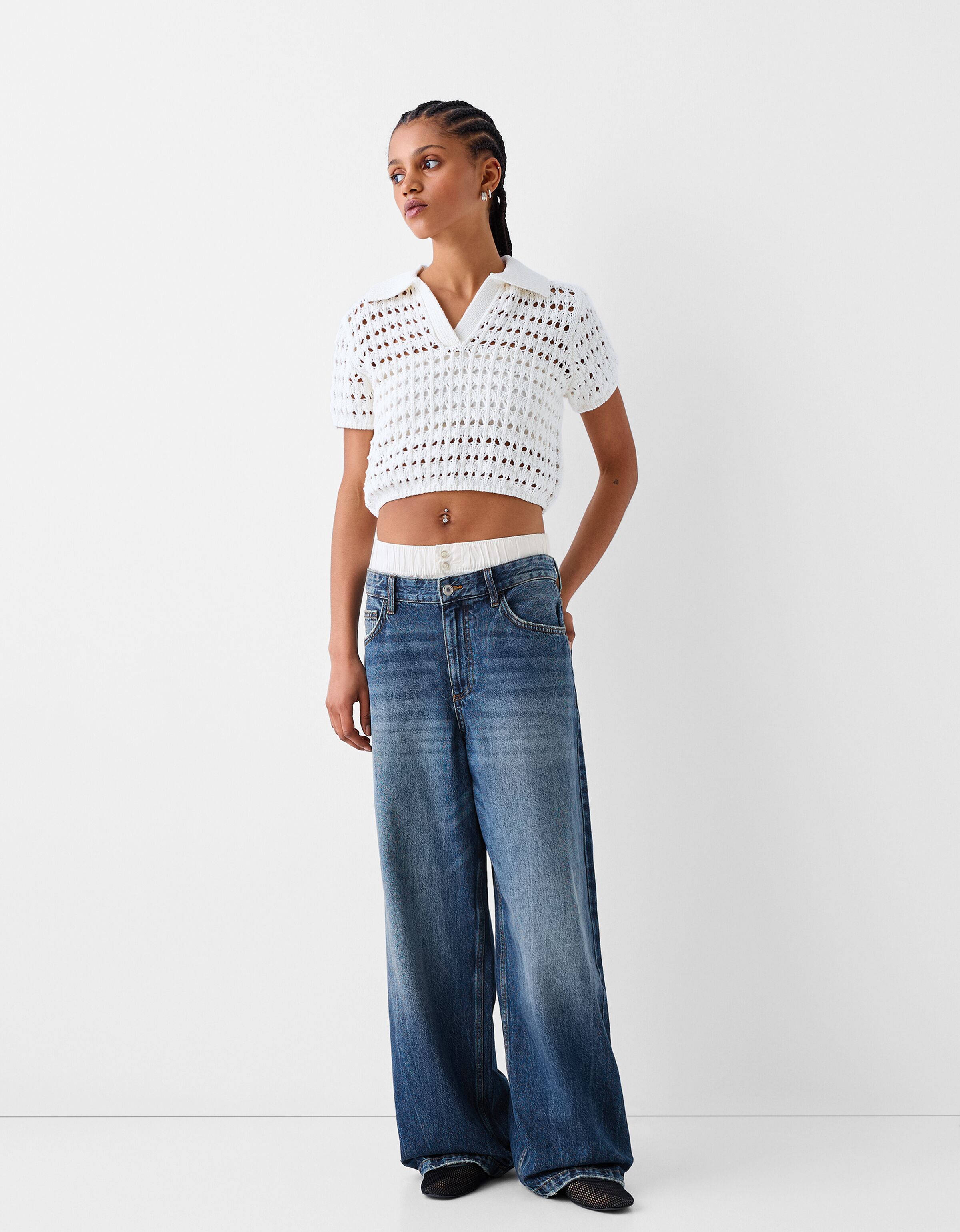 Baggy jeans with underwear detail