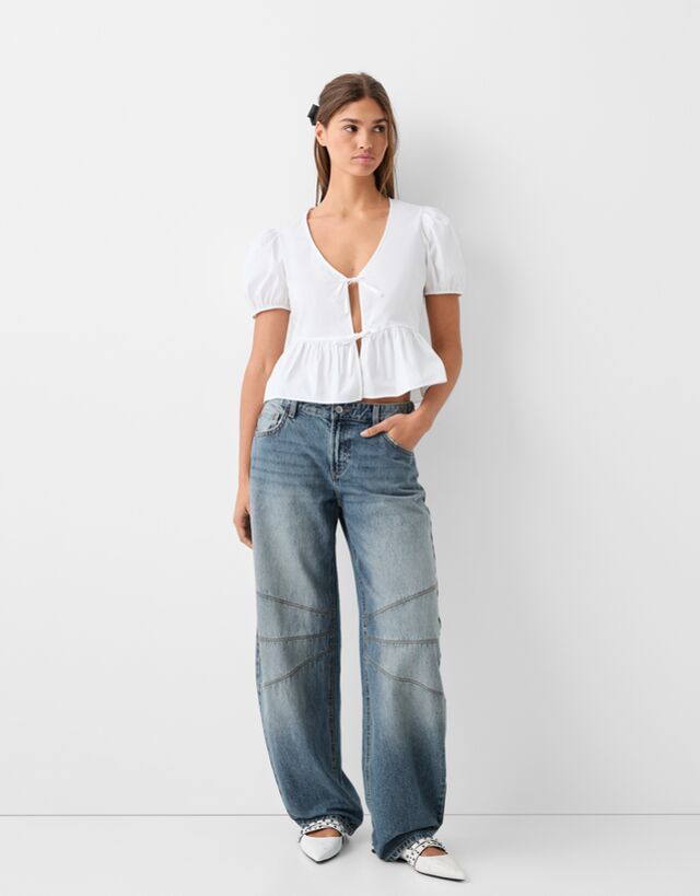 Jeans mom fit hot sale bershka