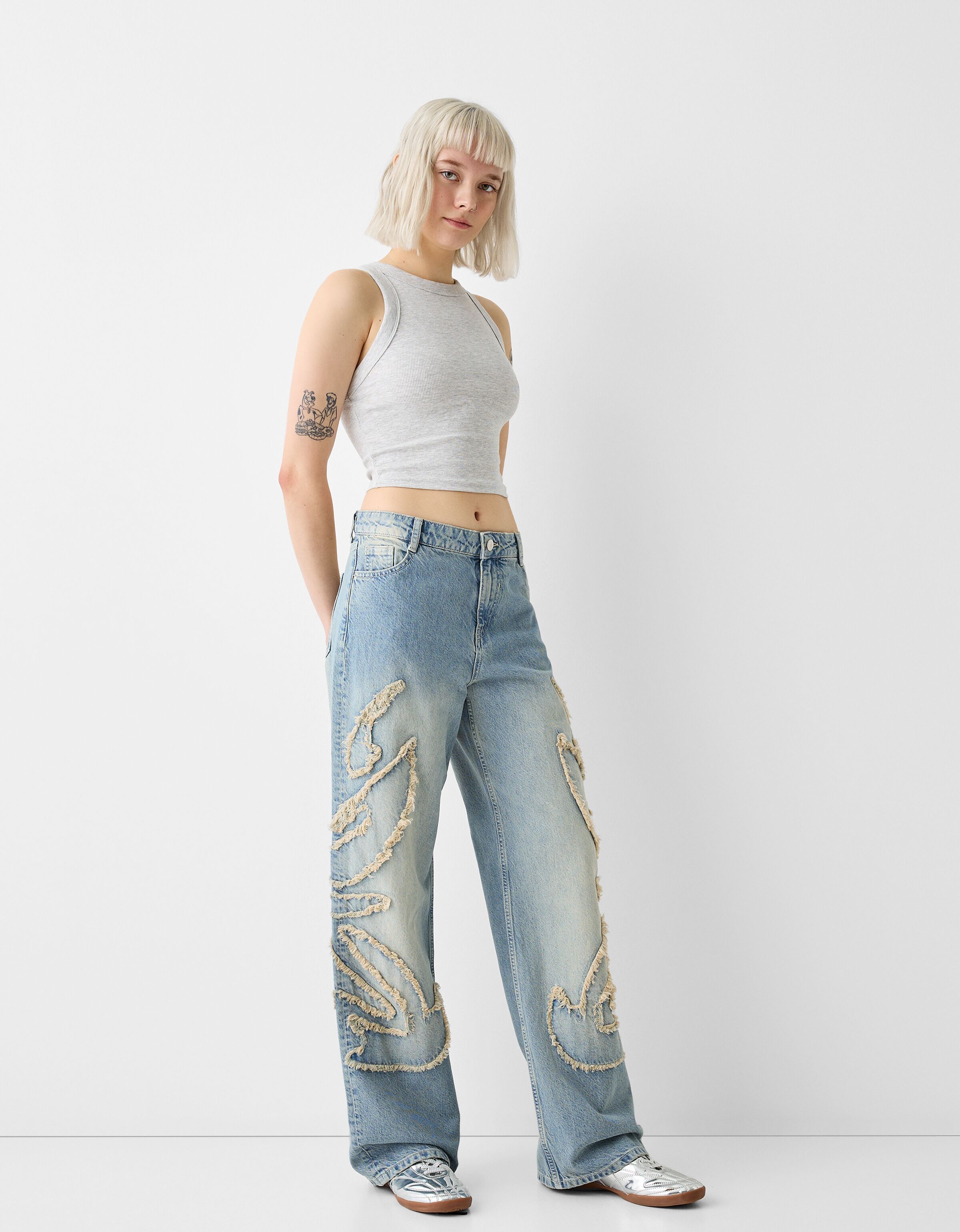 High waisted ripped baggy jeans cheap