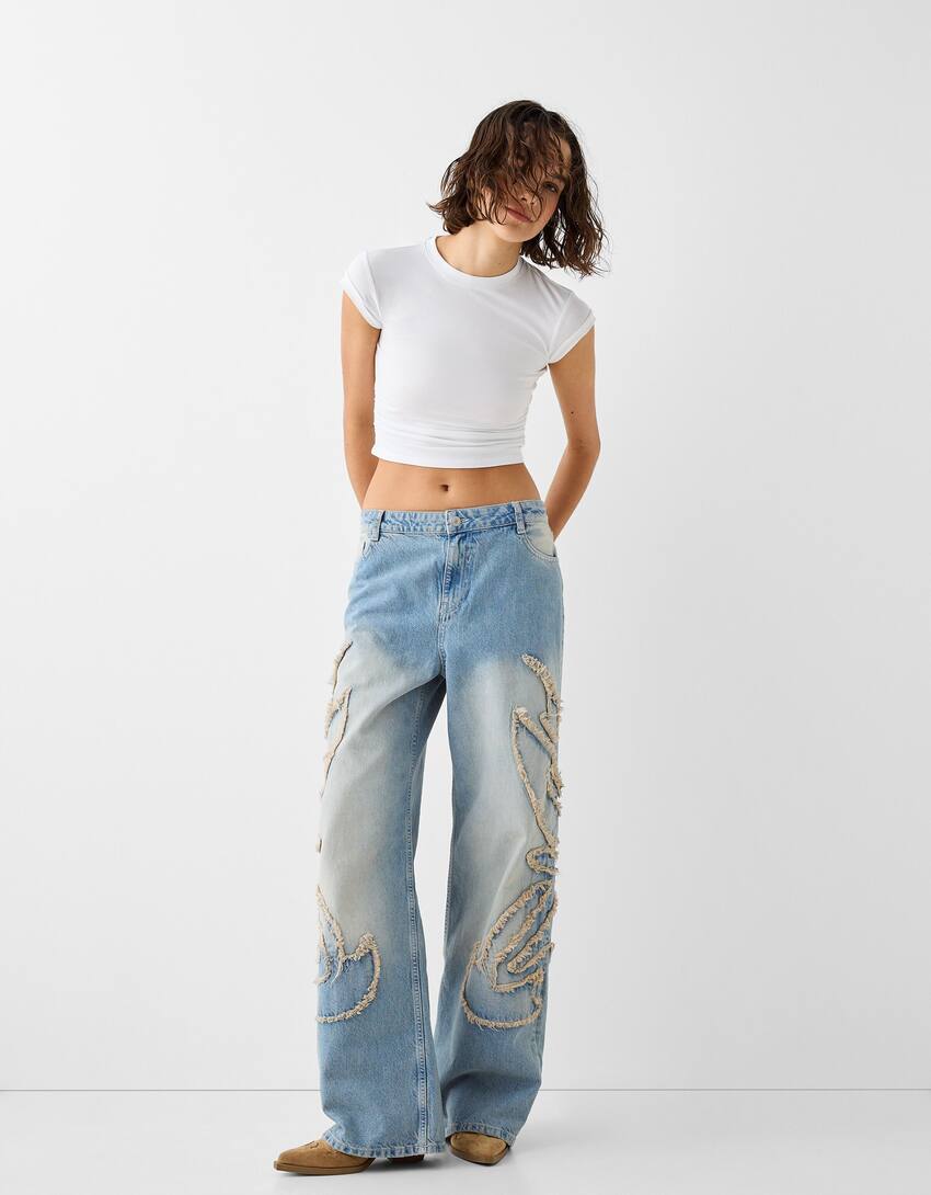 bershka low waist baggy jeans