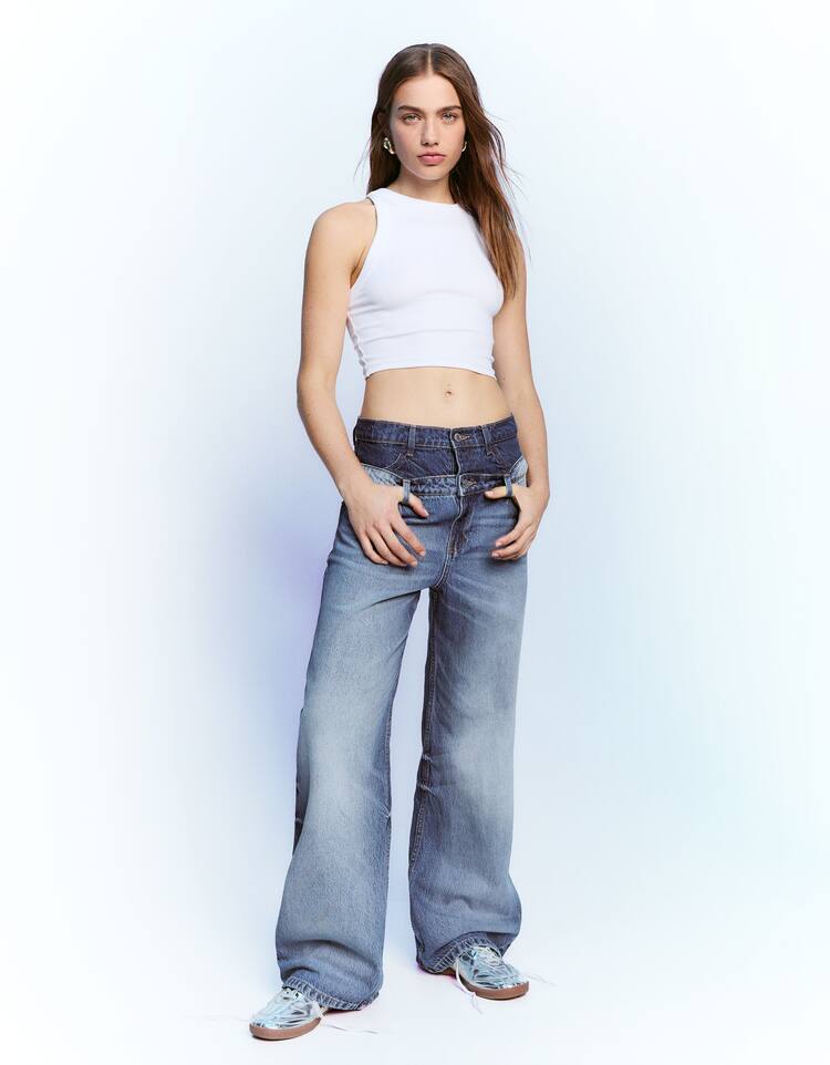 Jean baggy taille double