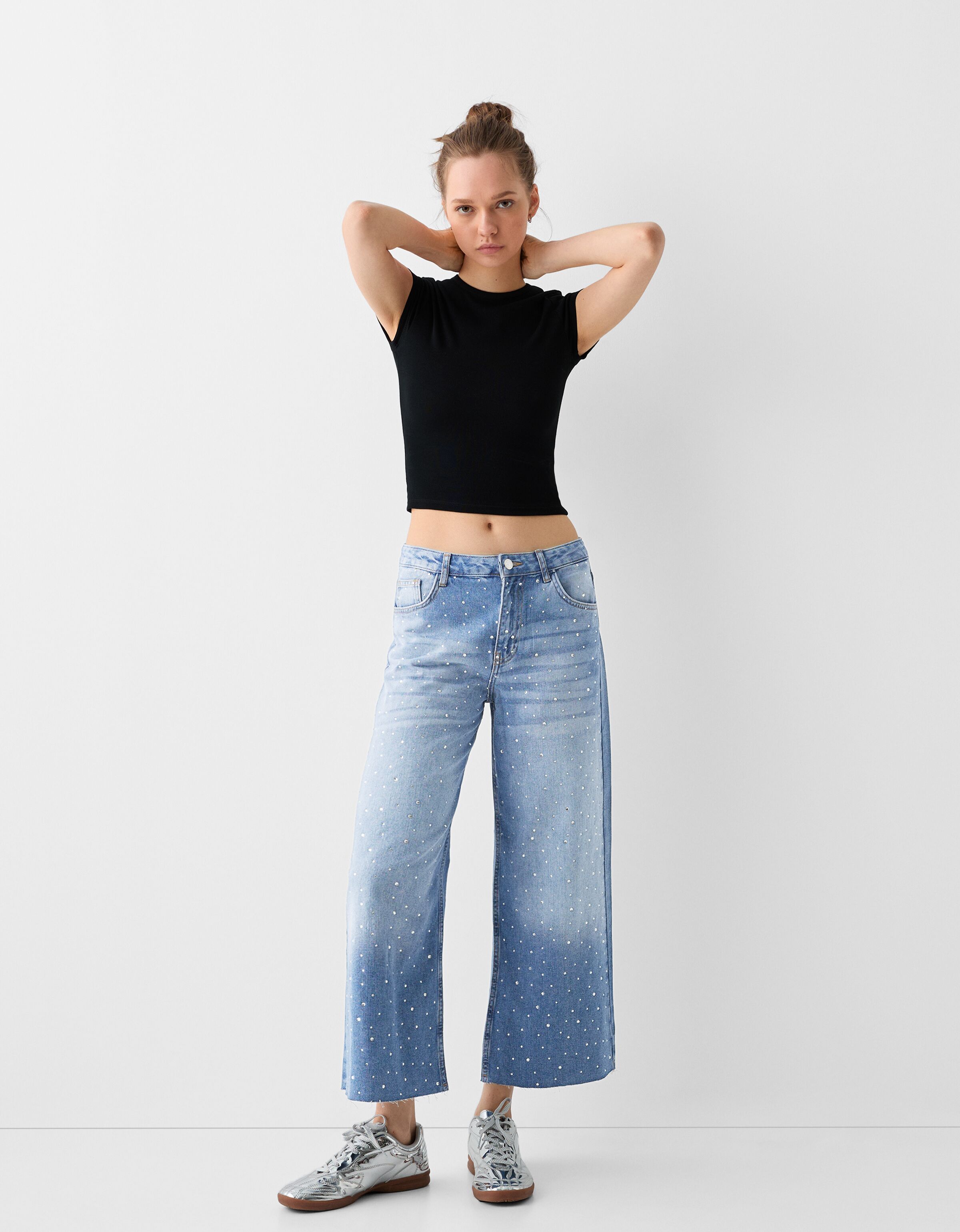 Bershka on sale denim culottes