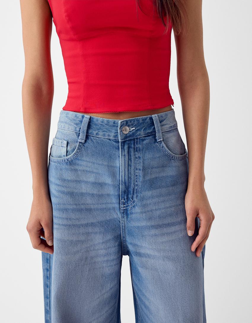 بنطال جينز واسع للغاية-أزرق-5