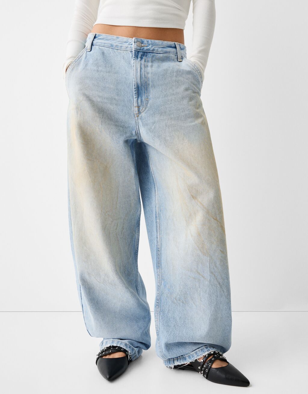 Jean skater fit effet délavé-Bleu clair-1