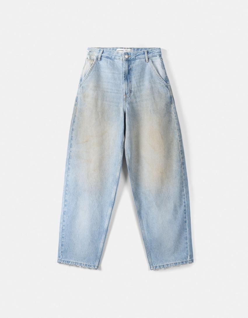 Jean skater fit effet délavé-Bleu clair-5