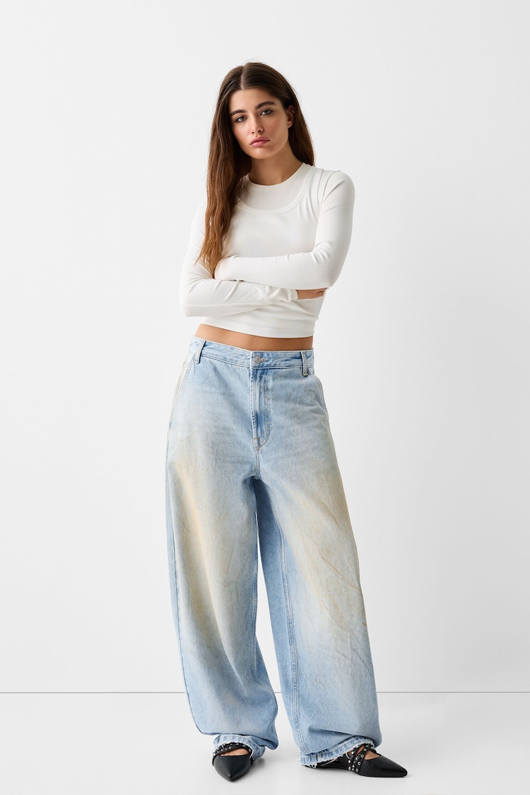 Faded skater-fit jeans