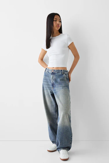 Baggy jeans with underwear detail - New - BSK Teen