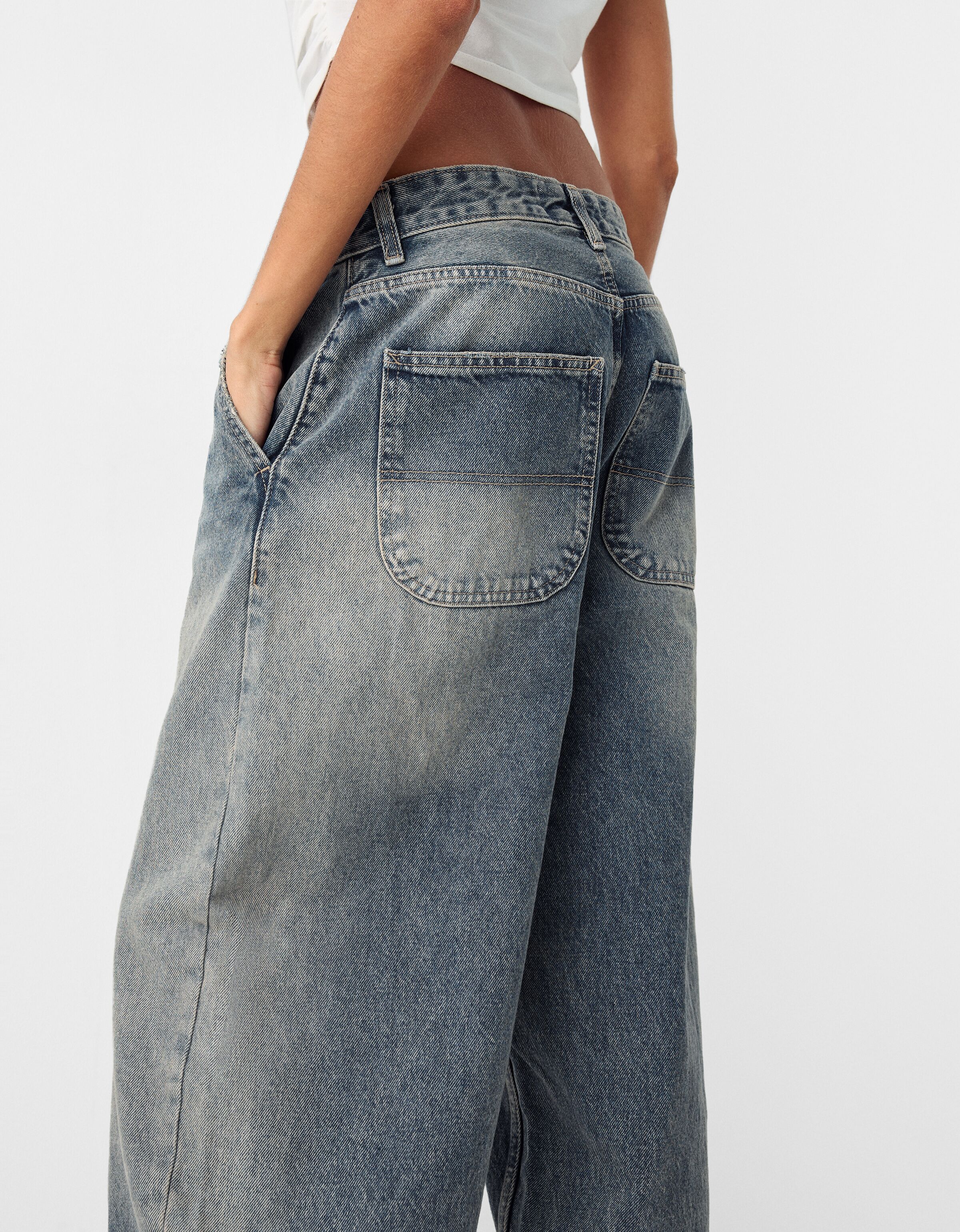 Faded-effect skater fit jeans - Women | Bershka