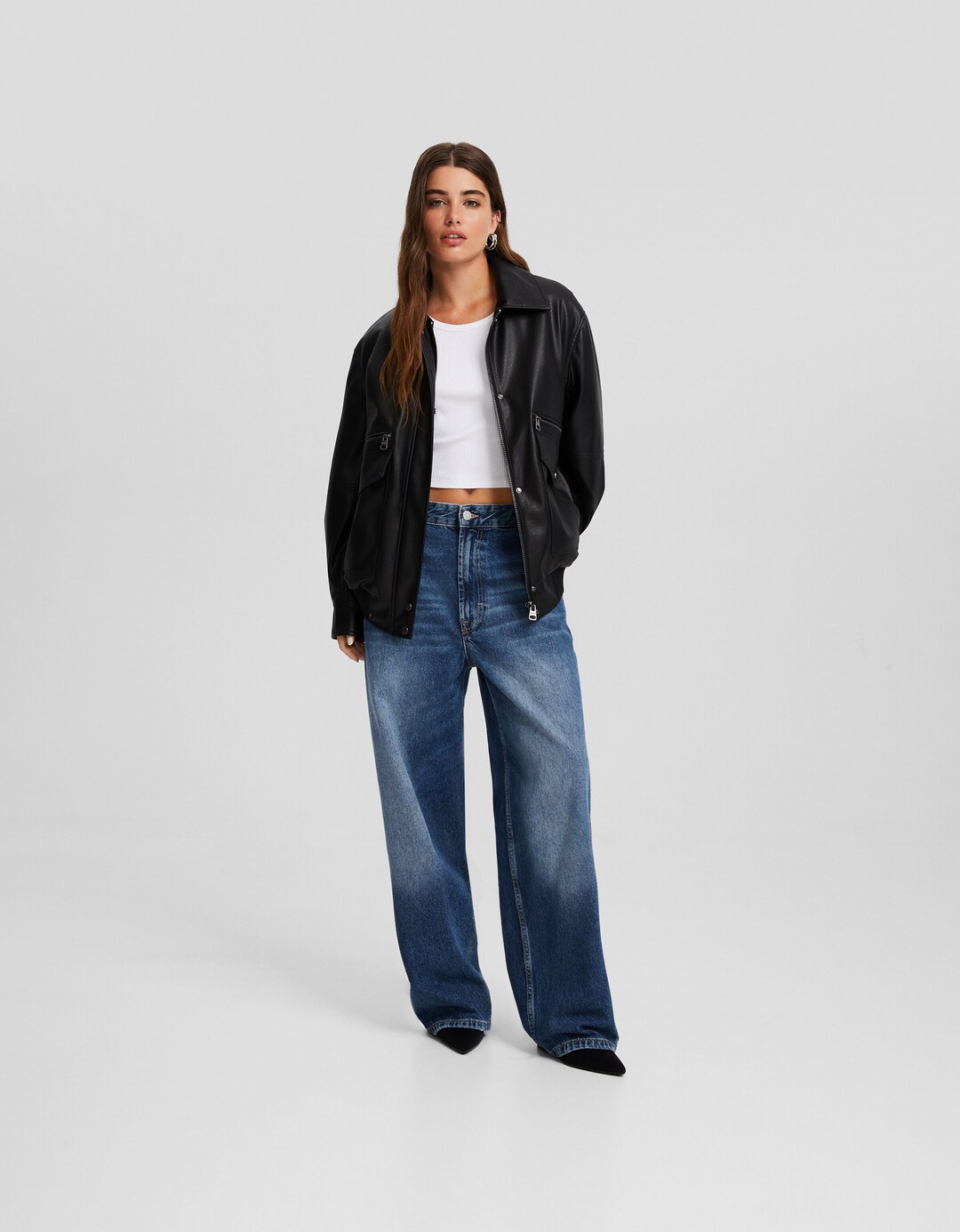 Jeans skater fit cargo effetto slavato