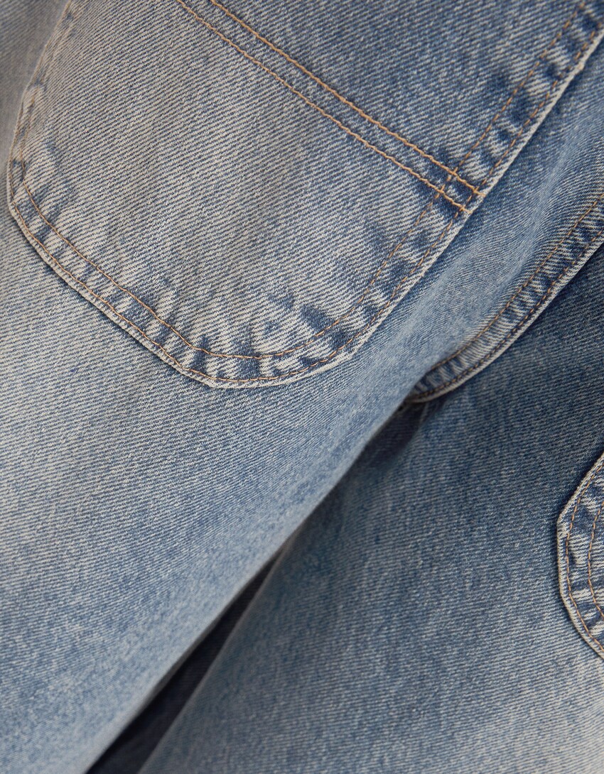 Skater fit jeans met verwassen effect-Gewassen blauw-5