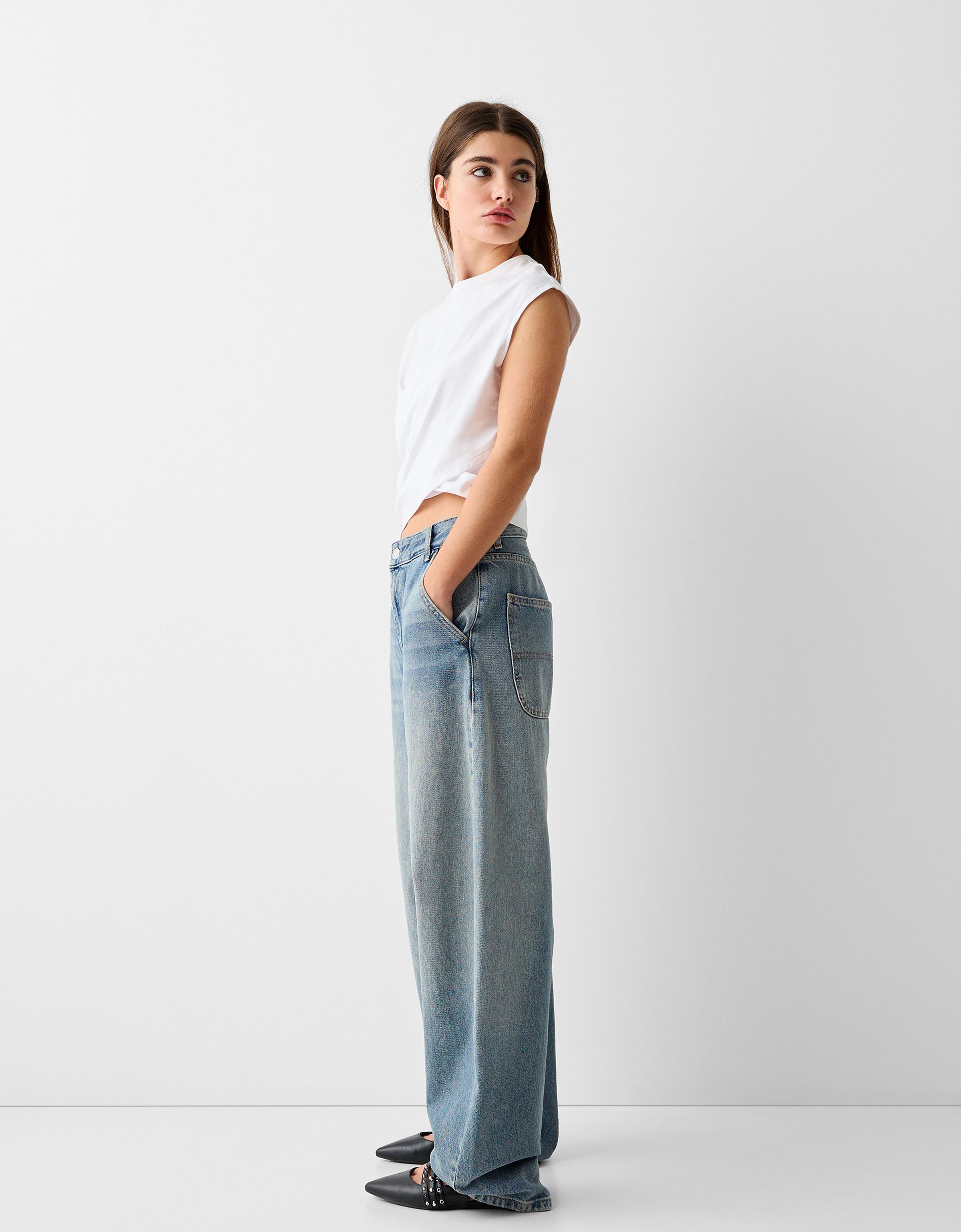 Super high waist skinny jeans - Denim - BSK Teen | Bershka