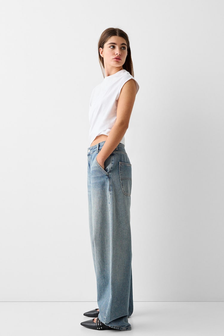 Faded-effect skater fit jeans