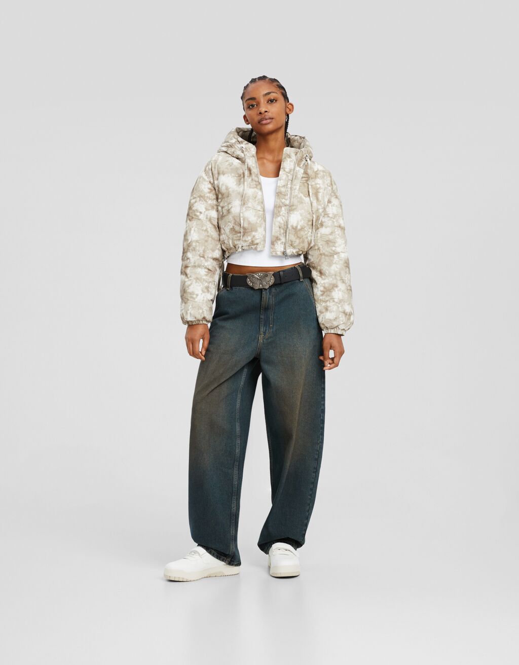 Jean skater fit effet délavé-Vert-0