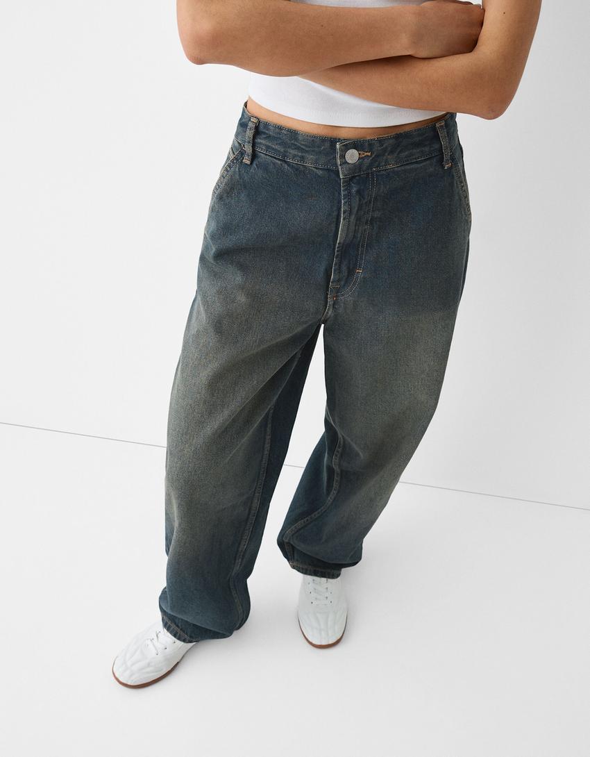 بنطال جينز تزلج بتأثير باهت-أخضر-3