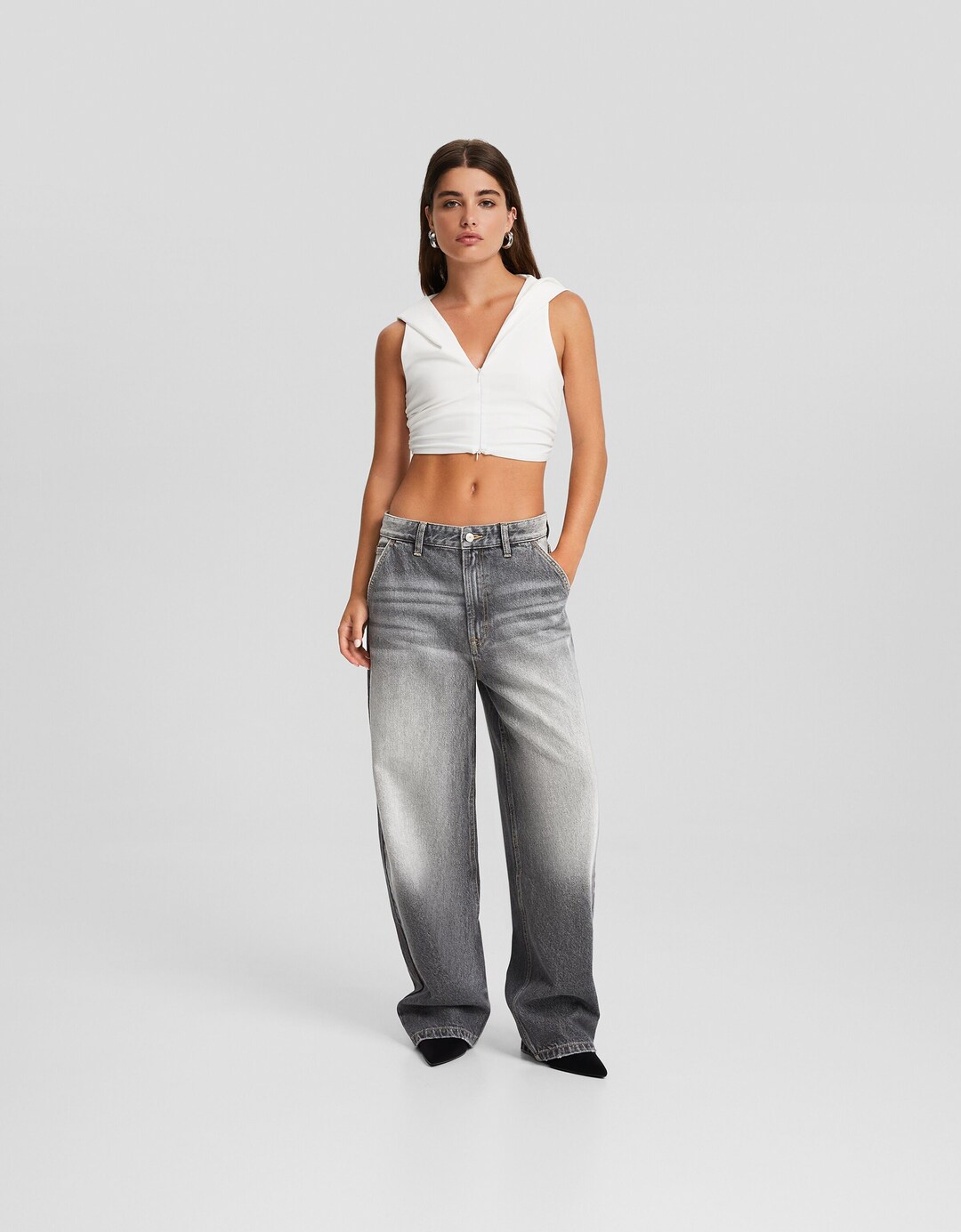 Jeans skater fit cargo effetto slavato