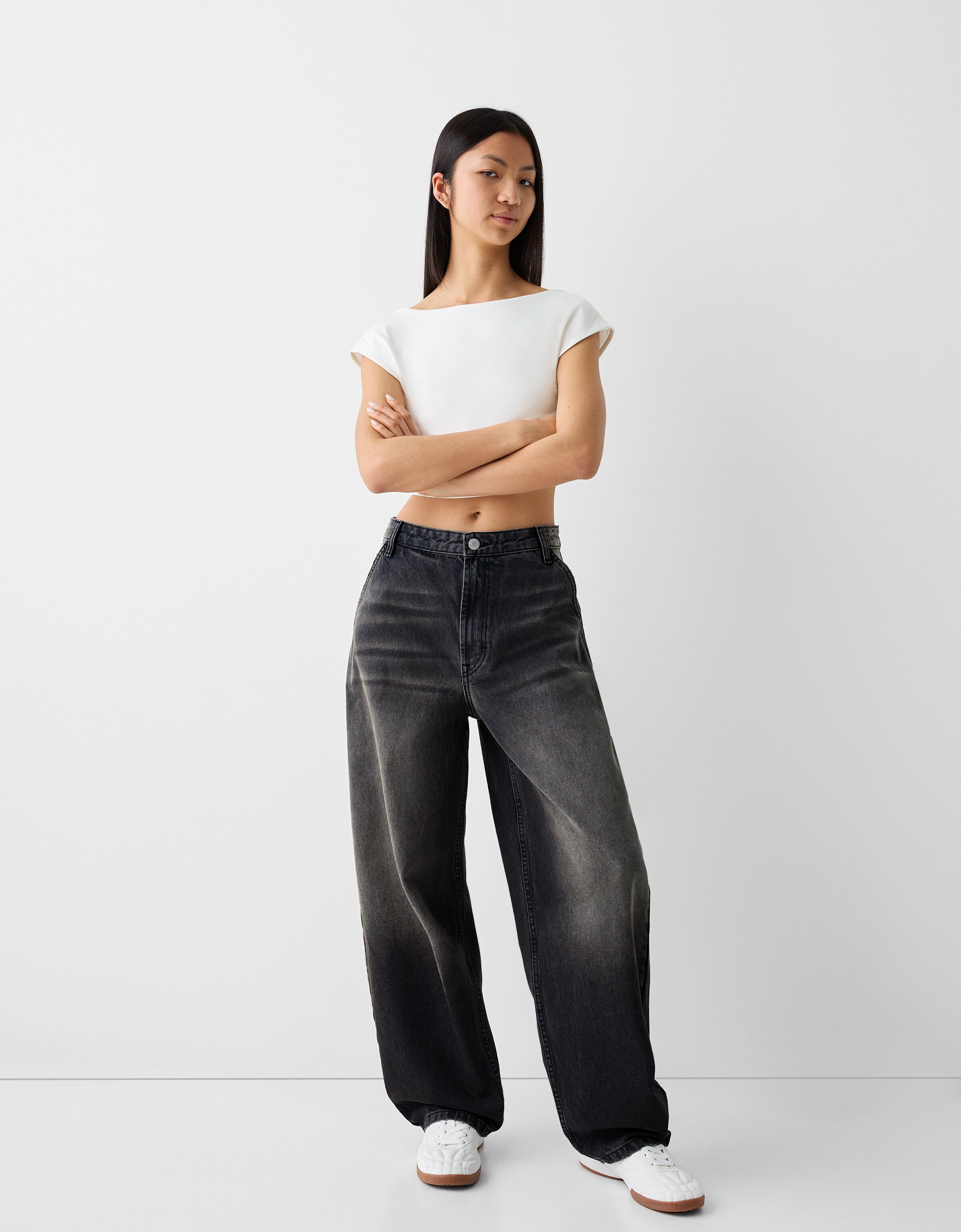 Faded effect skater fit jeans Jeans BSK Teen Bershka