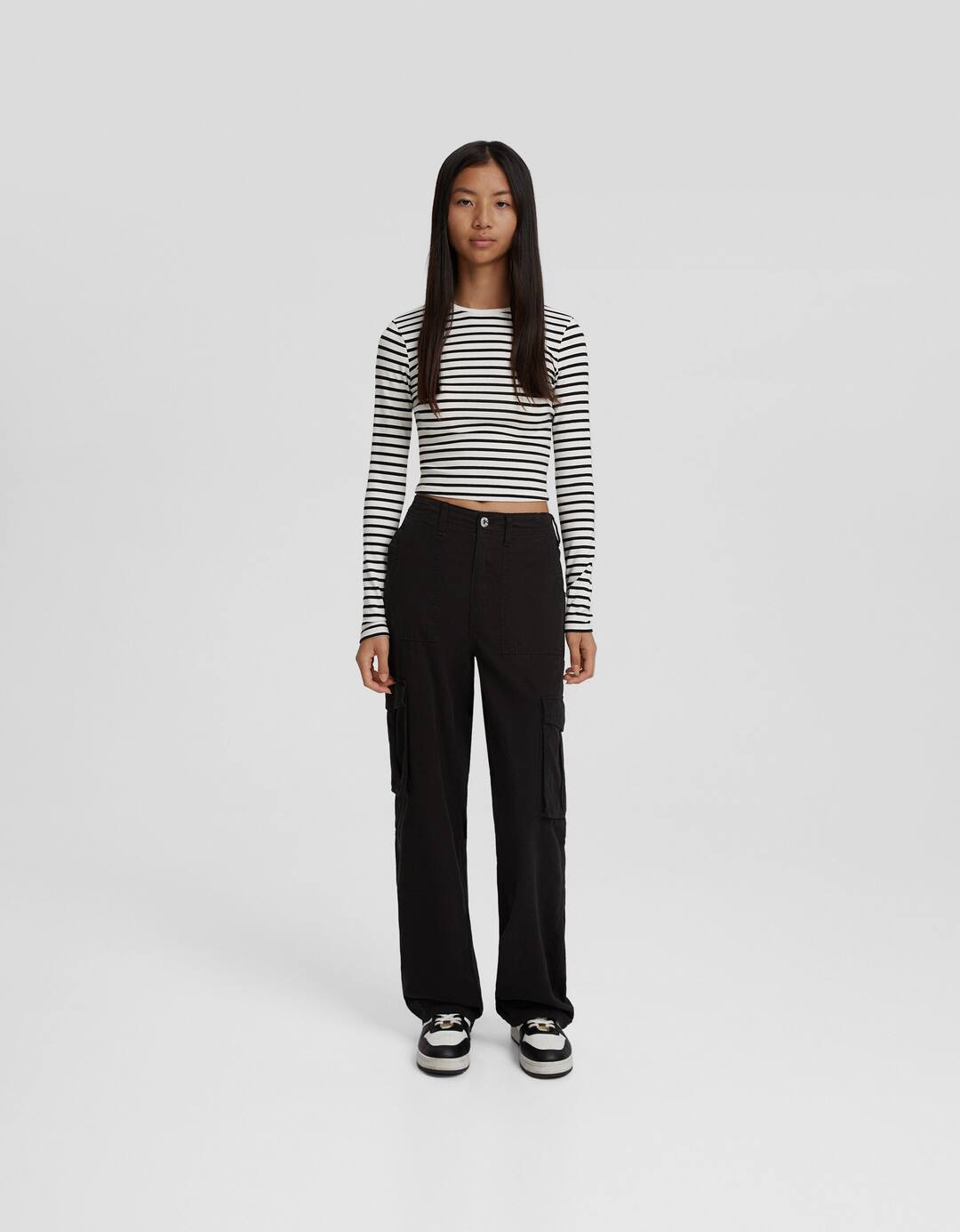 Adjustable straight cargo trousers