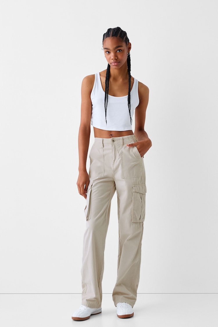 Adjustable straight cargo trousers