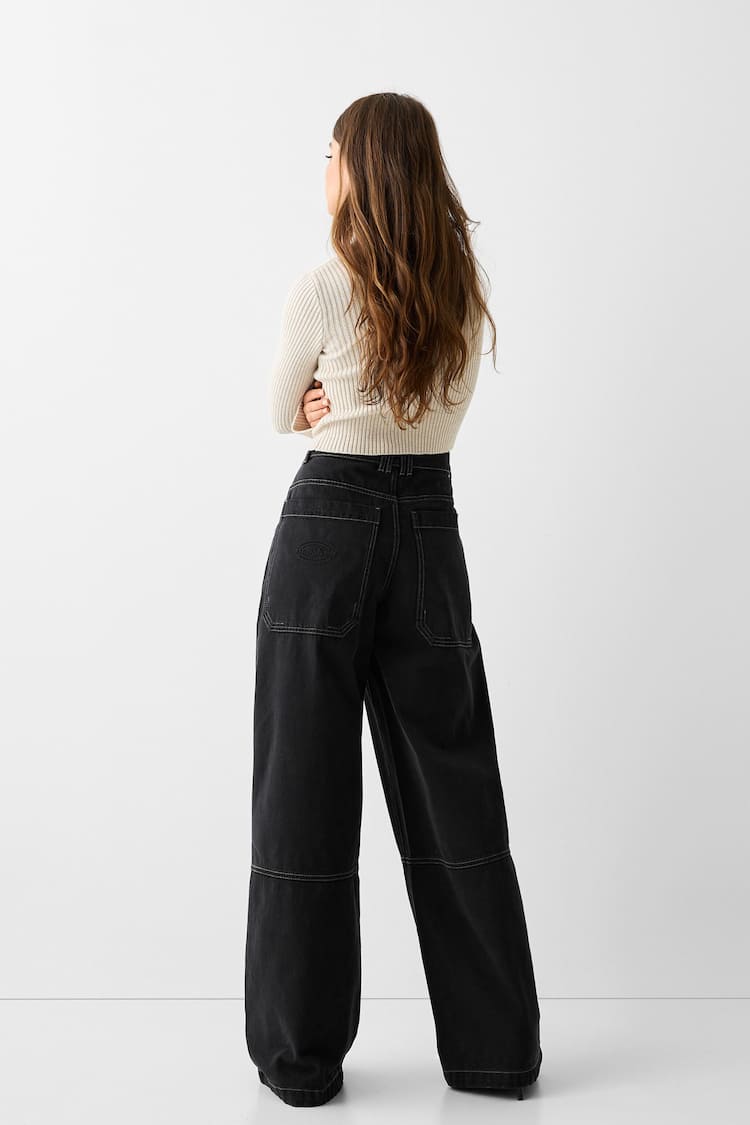 Wide-leg skater-fit twill trousers