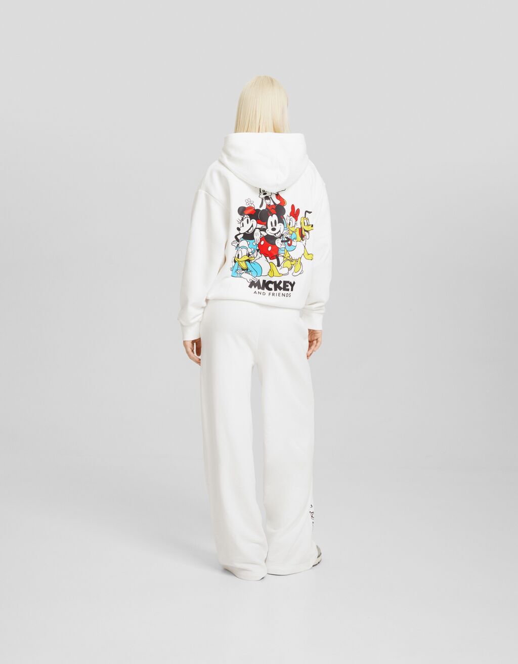 Mickey Mouse print plush trousers-Off white-2