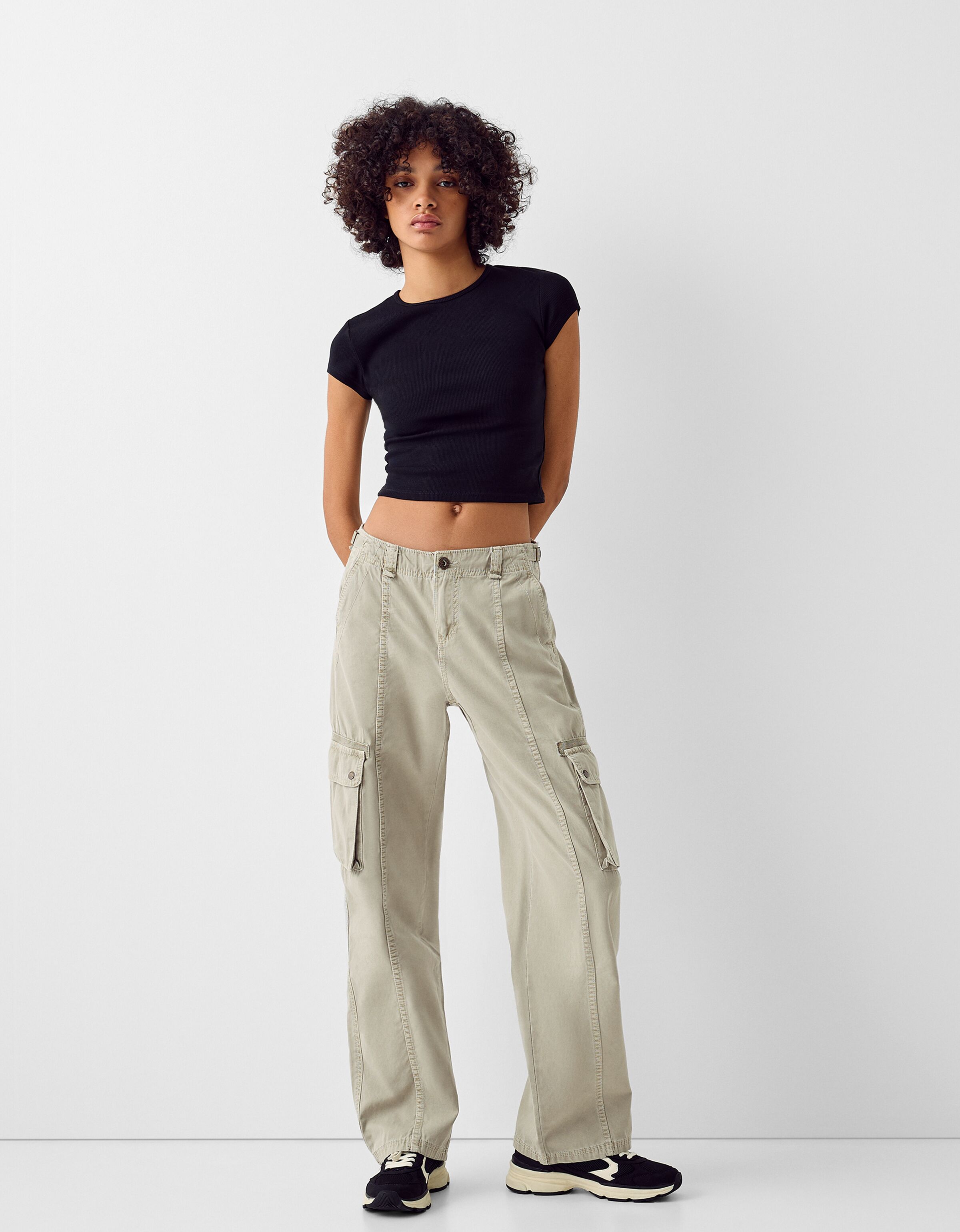 Pantaloni cargo straight fit regolabili in cotone Novit BSK