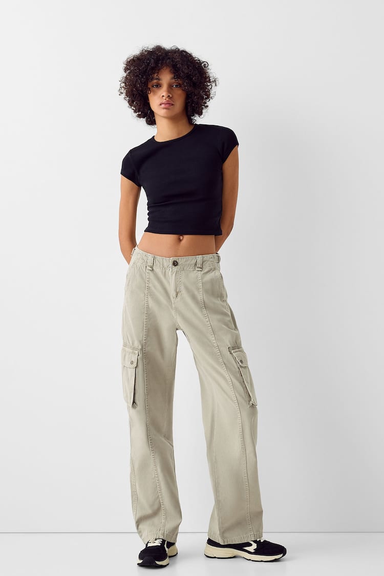 Pantalon straight cargo réglable coton