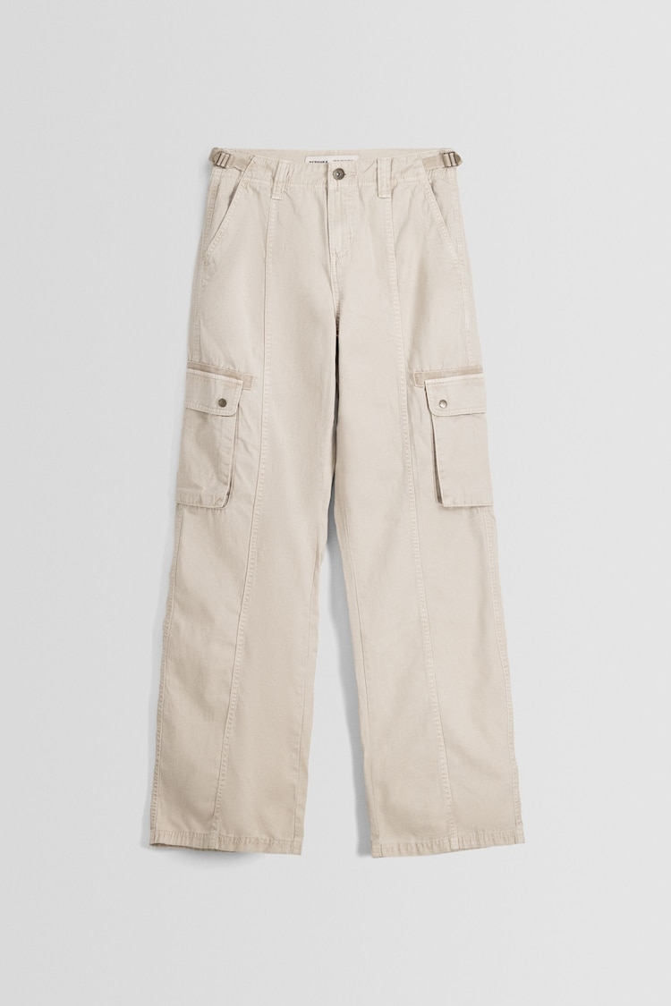 Adjustable straight-leg cotton cargo trousers