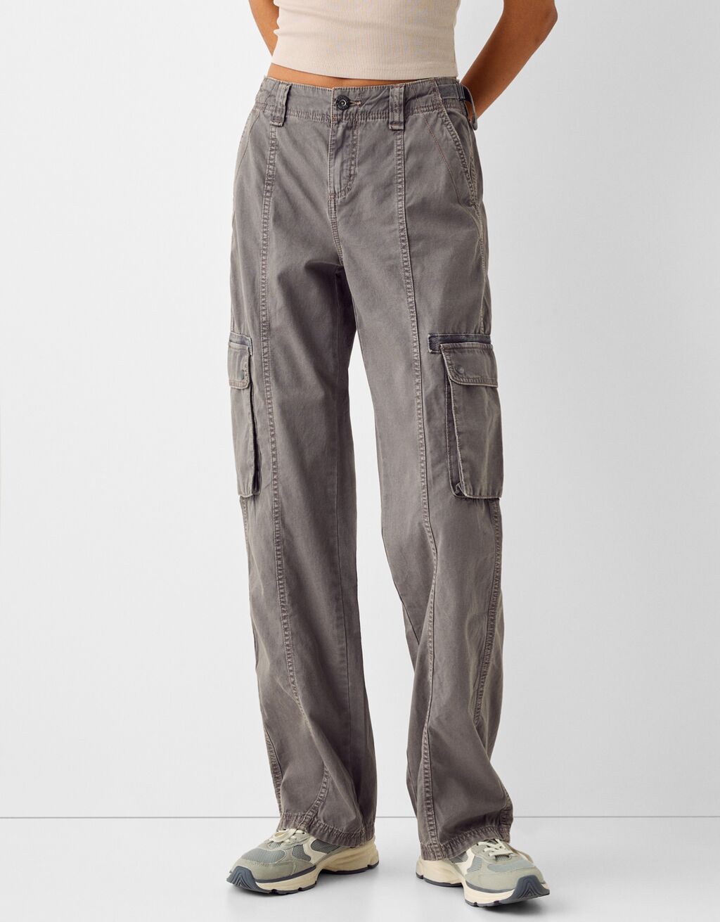 Adjustable straight-fit cotton cargo pants - Cargo - BSK Teen