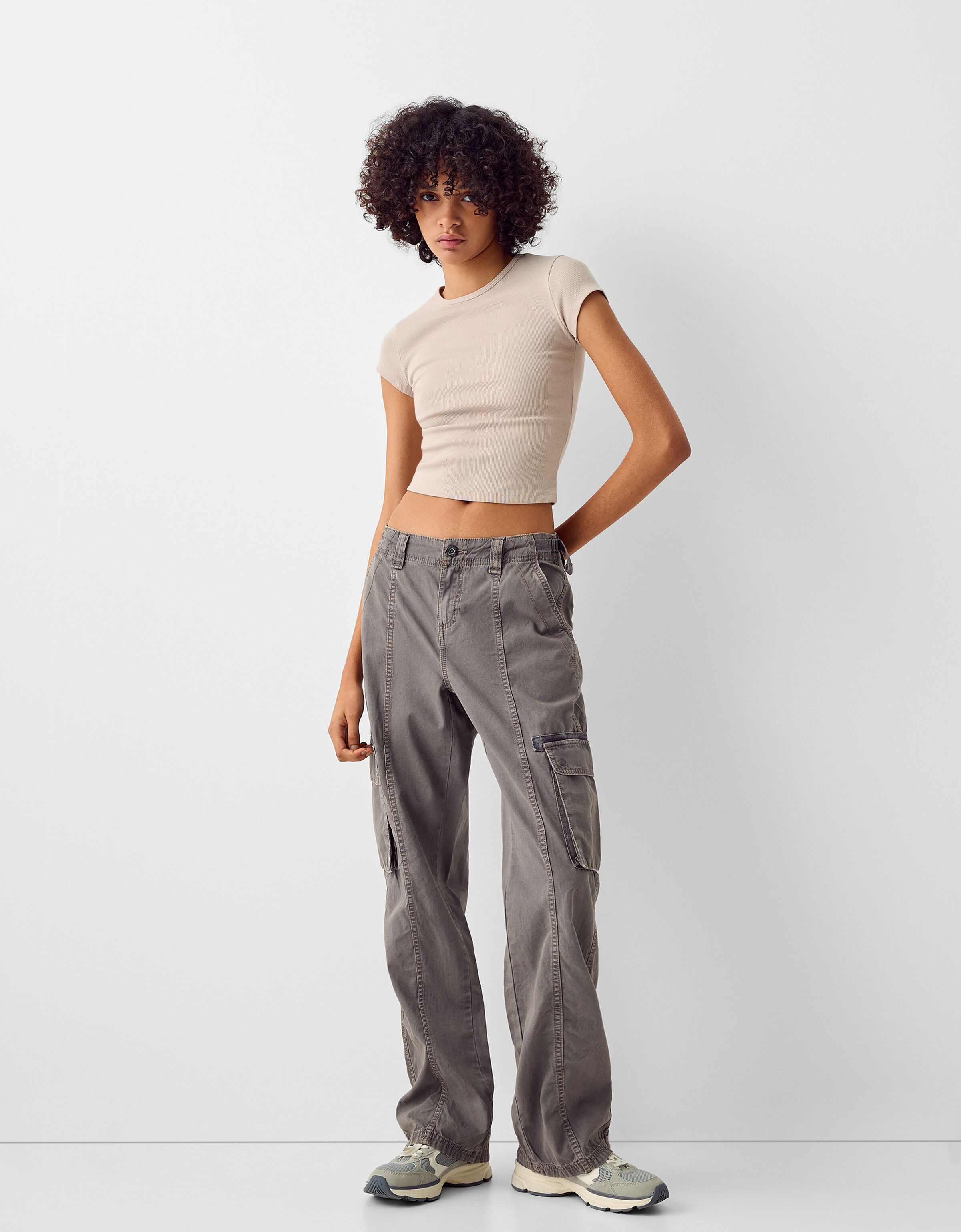 Pantaloni cargo straight fit regolabili in cotone Novit BSK